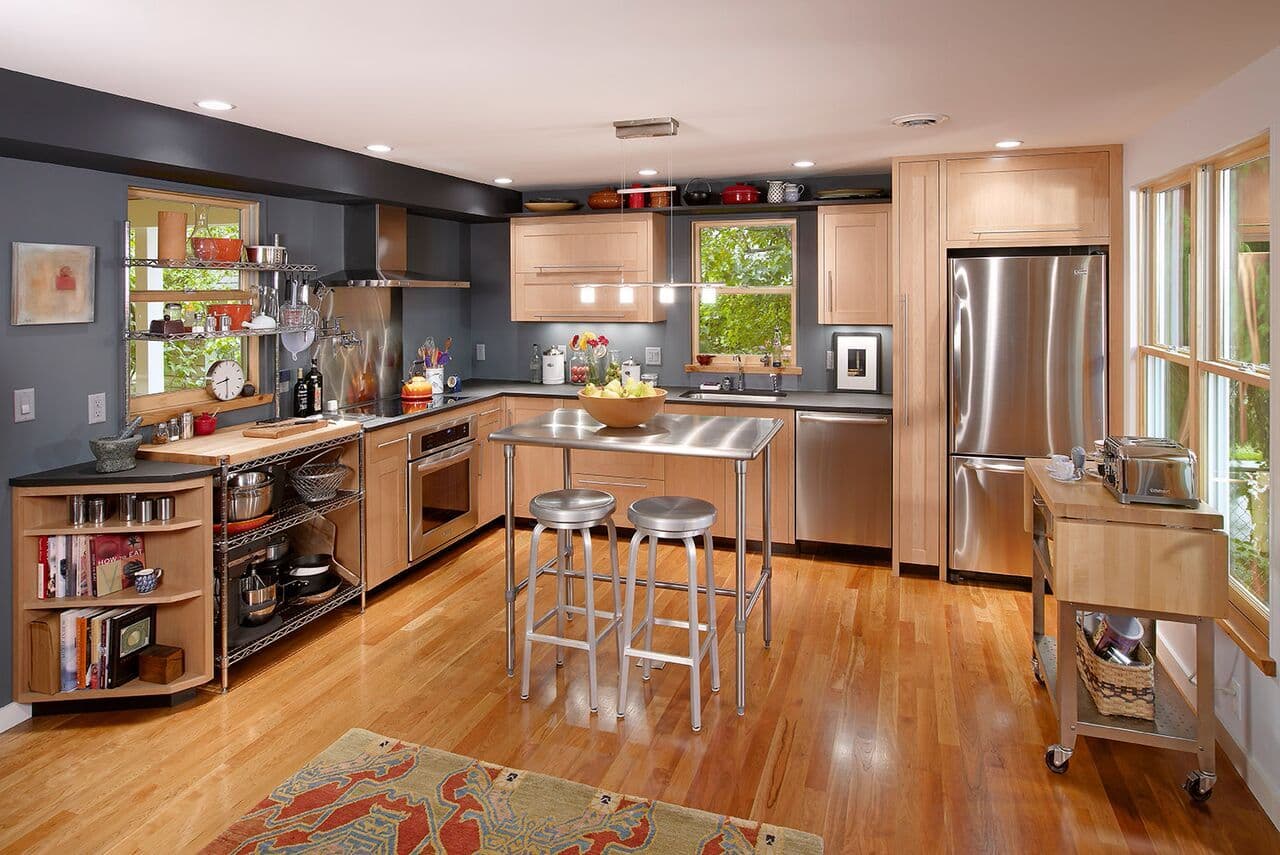 A freshly painted kitchen