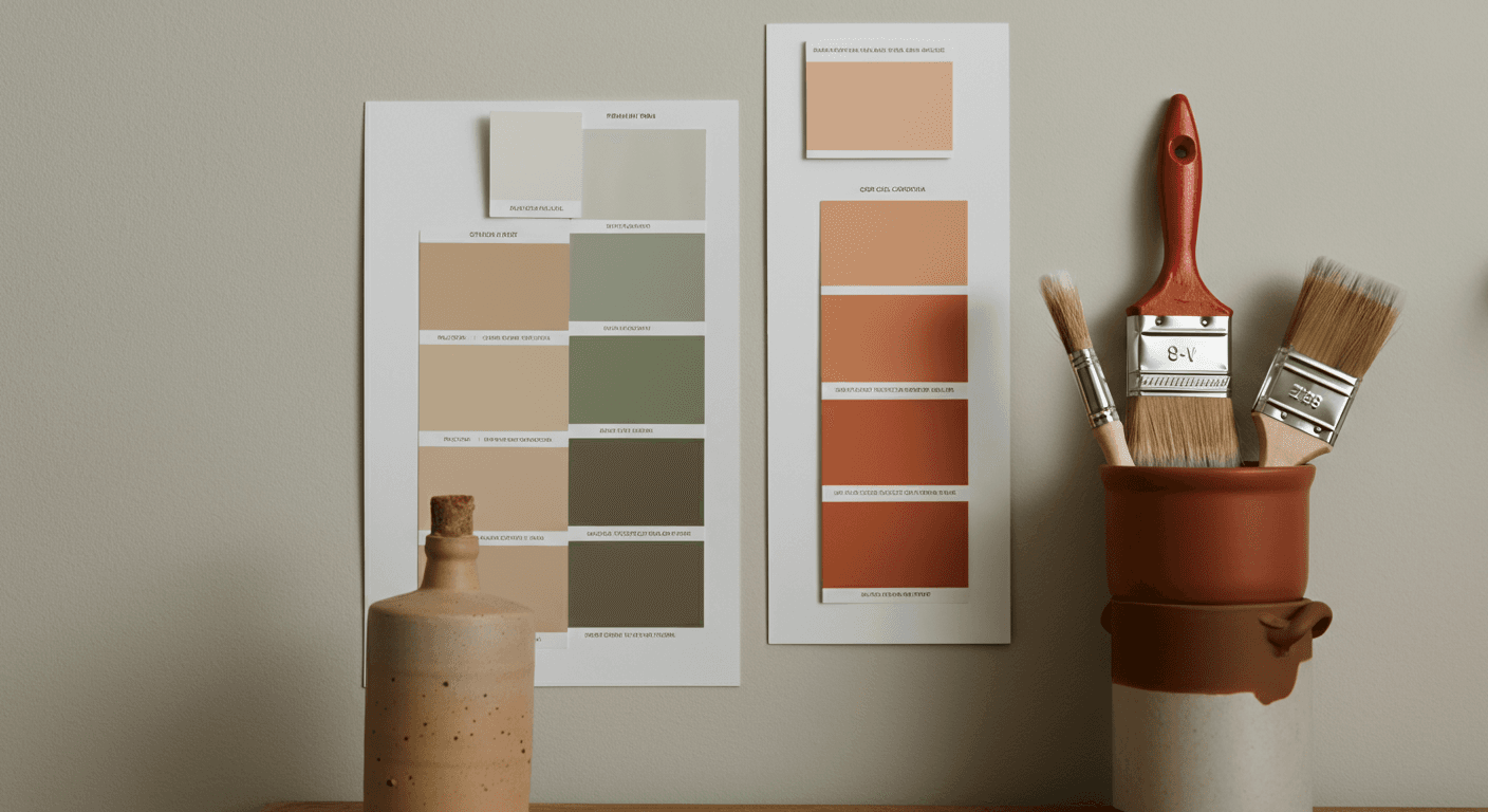 Color cards being compared to find the perfect shade.